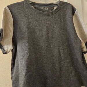 Meta activewear Distressed crop grey Colorblock jersey Layer gym workout top 1X